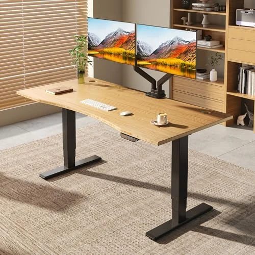 Solid Wood Dual Motor Standing Desk — Standing Desk, FLEXISPOT