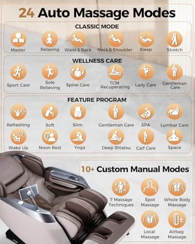 4D Massage Chair Full Body, 24 Modes Zero Gravity SL-Track Shiatsu Recliner — Massage Chairs, BOSSCARE