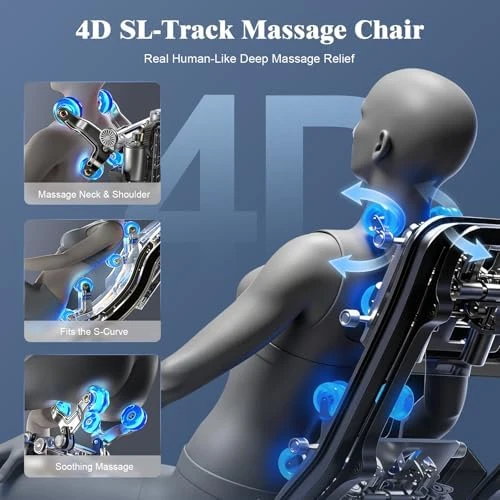 4D Massage Chair Full Body, Zero Gravity SL-Track Shiatsu Massage Recliner with Body Scan, AI Control, Heating, Airbags,... — Massage Chairs, YONISEE