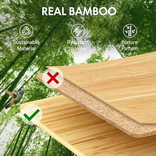 55" Bamboo Standing Desk, Dual Motor 3 Stages Adjustable Height Electric Computer Workstation with Wireless Charging,... — Standing Desk, FLEXISPOT