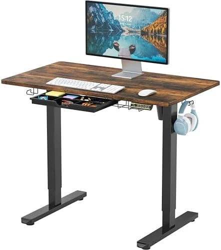 Electric Height Adjustable Standing Desk with Drawer, Memory Preset and Cable Management Tray — Standing Desk, SHW