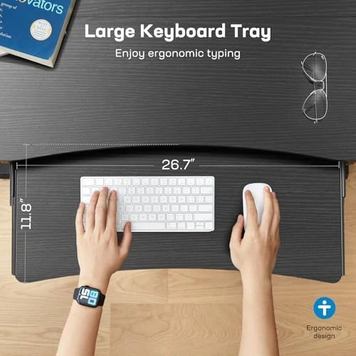 Electric Standing Desk with 2 Drawers & Large Keyboard Tray — Standing Desk, HUANUO