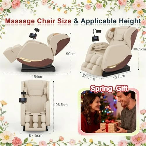 Full Body Massage Chair and Recliner with Zero Gravity, Wood Grain Leather — Massage Chairs, yewglen