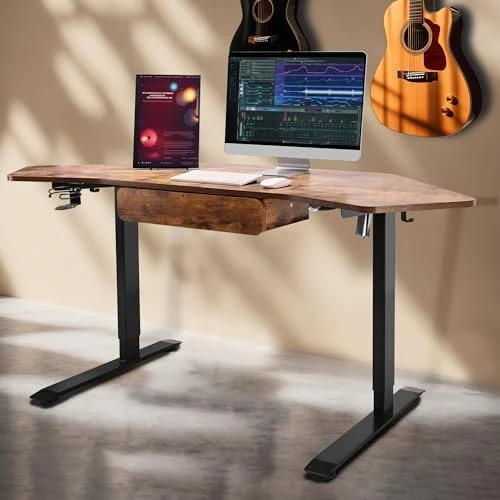 Height Adjustable L Shaped Corner Desk with LED Handset — Standing Desk, Fromann