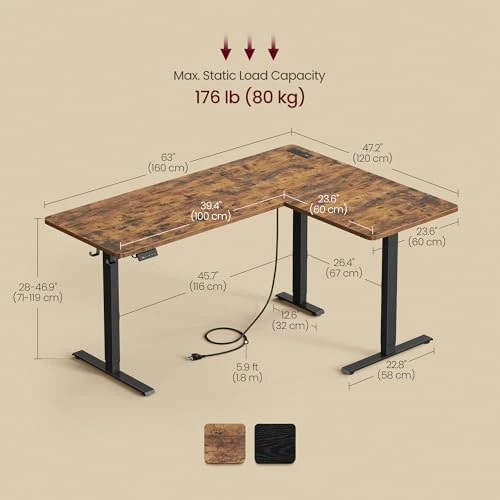 L Shaped Electric Standing Desk — Standing Desk, VASAGLE
