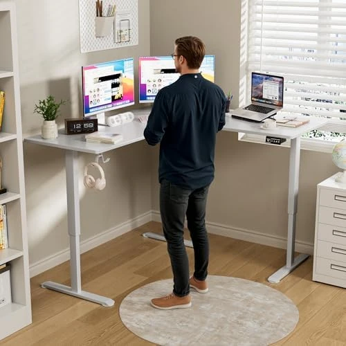 L Shaped Standing Desk with 2 Preset Heights — Standing Desk, Furmax