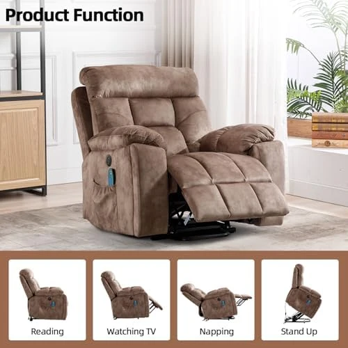 Large Power Lift Recliner Chair with Massage and Heat — Massage Chairs, CANMOV