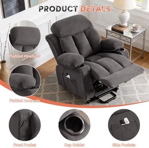 Power Lift Recliner Chair with Massage and Heat — Massage Chairs, BOSMILLER