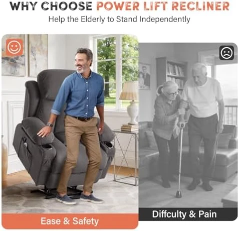 Power Lift Recliner Chair with Massage and Heat — Massage Chairs, BOSMILLER