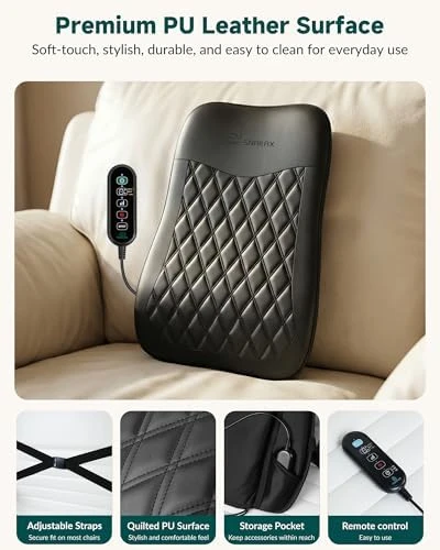 Ultra-Slim Shiatsu Back Massager with Heat, 4D Roller, 10 Massage Nodes — Massage Chairs, Snailax