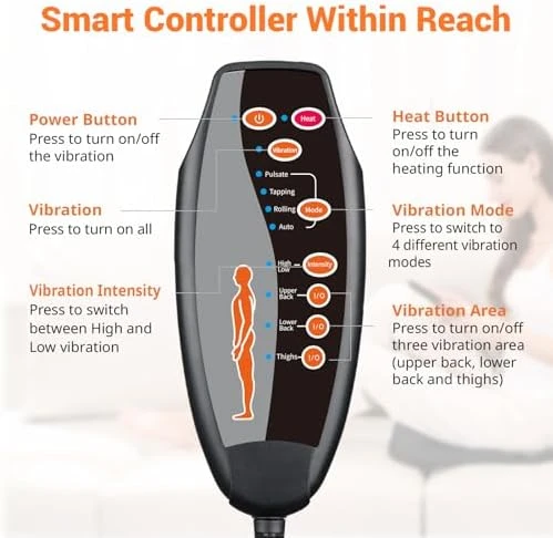 10 Vibrating Massage Nodes Back Massager Chair Pad for Pain Relief Home Office Use — Massage Chairs, CARSHION