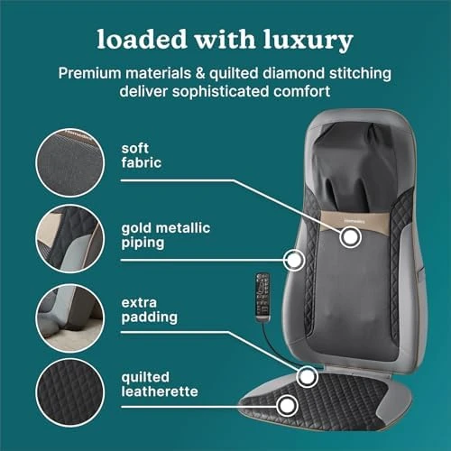 Back Massager with Heat, Shiatsu Elite II Heated Neck and Back Massage Cushion — Massage Chairs, Homedics