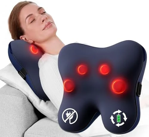 Ezback Plus Shiatsu Massage Pillow with Heat and Remote — Massage Chairs, BOB AND BRAD