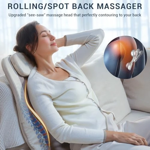 FSA HSA Eligible Back Massager for Chair, Foldable with Soothing Heat, Flexible S-Curve Longer Track, Portable Rolling &... — Massage Chairs, Mynt