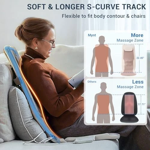 FSA HSA Eligible Back Massager for Chair, Foldable with Soothing Heat, Flexible S-Curve Longer Track, Portable Rolling &... — Massage Chairs, Mynt
