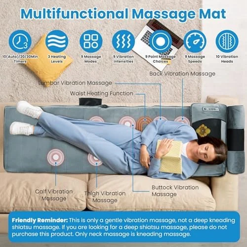 Full Body Electric Heating Massage Mat with Vibration, Cushion & Back Massager — Massage Chairs, KOCASO