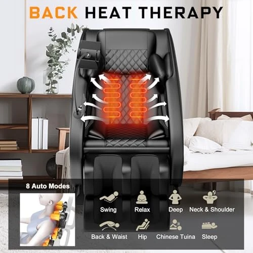 Full Body Massage Chair Recliner with Zero Gravity, Heat Therapy & Air Compression — Massage Chairs, GDFStudio