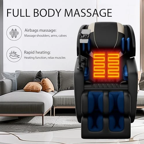 Massage Chair Full Body, Zero Gravity Recliner with Back Heat, 6 Fixed Rollers, Foot Massage, Airbags, Bluetooth,... — Massage Chairs, ficsmate
