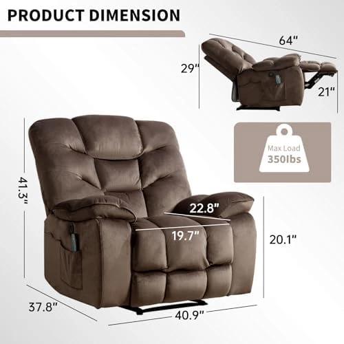 Oversized Power Recliner Chair with Massage and Heat — Massage Chairs, HAOMARKETS