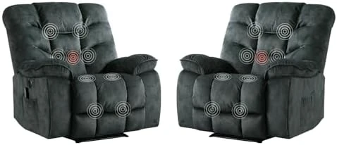 Oversized Power Recliner Chair with Massage and Heat — Massage Chairs, HAOMARKETS