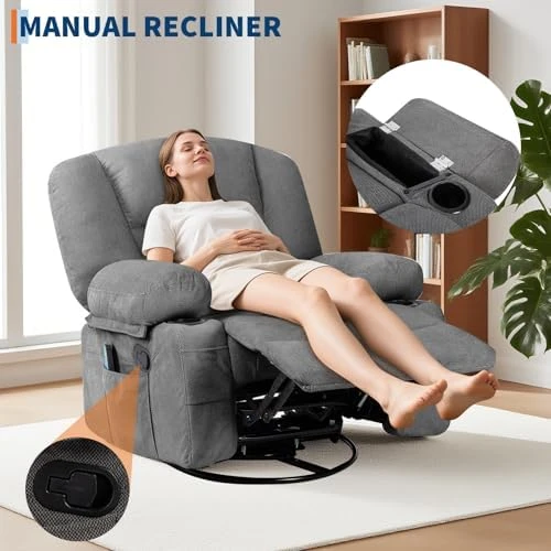Oversized Wide Recliner Chair with Heat and Vibration Massage — Massage Chairs, GarveeHome