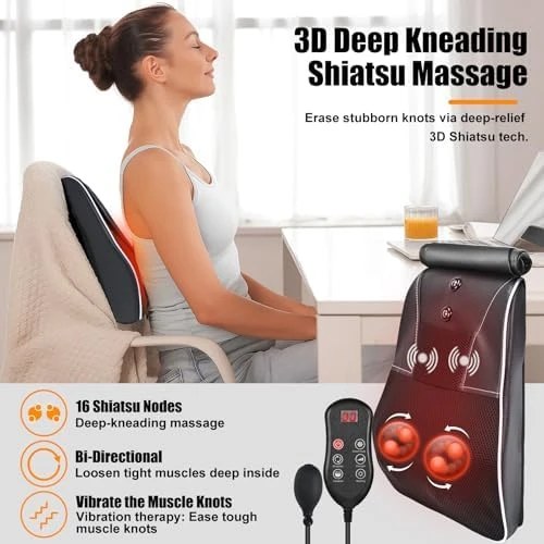 Shiatsu Neck and Back Massager with Heat — Massage Chairs, Hlthsky