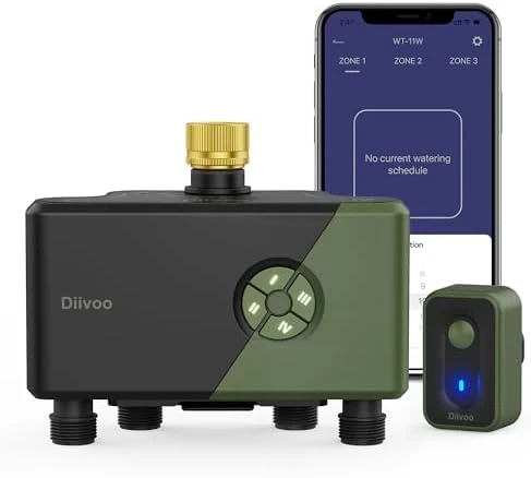 2 Zone WiFi Brass Sprinkler Timer — Irrigation System, Diivoo