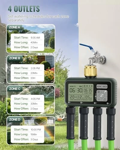 4 Zone Brass Sprinkler Timer — Irrigation System, WILAWELS