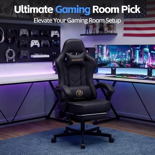 High Back Ergonomic Desk Gaming Chair with Footrest and Lumbar Support — Smart Chairs, Kslysuty