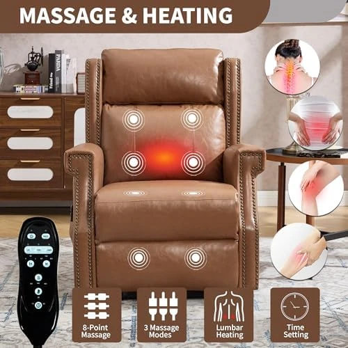 Manual Recliner Chair with Massage & Lumbar Heat — Massage Chairs, Trustyue