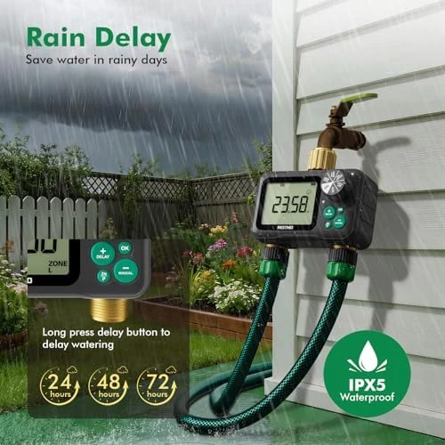 Remote Control Brass Sprinkler Timer for Outdoor Hose Faucet 2 Zone — Irrigation System, Restmo