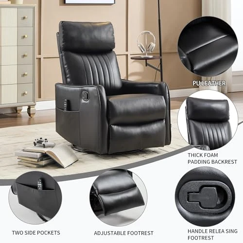 Swivel Rocker Recliner Chair with Heat and Massage — Massage Chairs, Kolavess