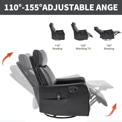 Swivel Rocker Recliner Chair with Heat and Massage — Massage Chairs, Kolavess