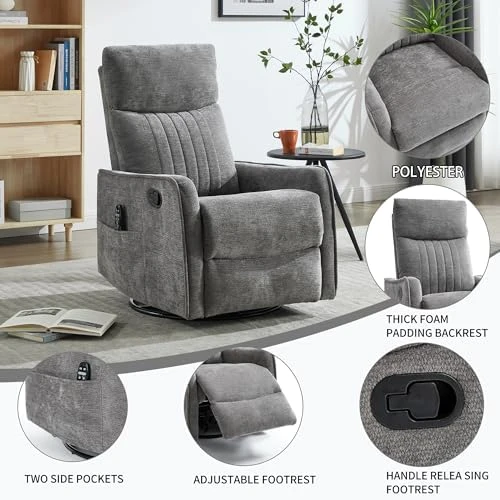 Swivel Rocker Recliner Chair with Heat and Massage — Massage Chairs, Kolavess