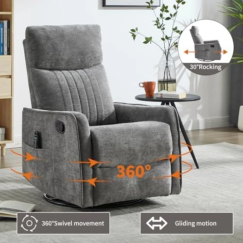 Swivel Rocker Recliner Chair with Heat and Massage — Massage Chairs, Kolavess