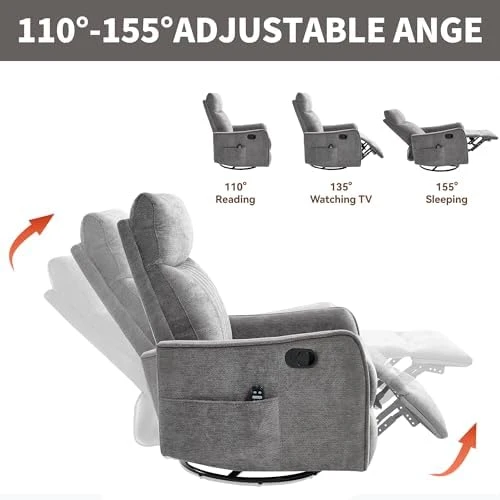 Swivel Rocker Recliner Chair with Heat and Massage — Massage Chairs, Kolavess