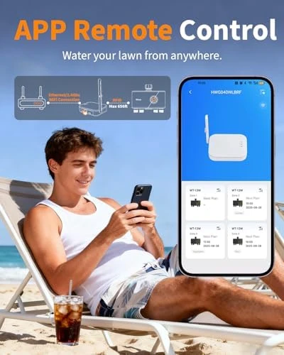 WiFi Water Timer for Garden Hose, 4 Zone Smart Sprinkler Timer with Brass Inlet — Irrigation System, Diivoo
