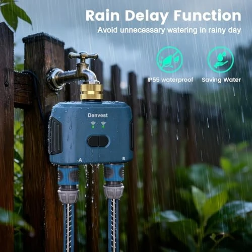 WiFi Water Timer for Garden Hose with Brass Inlet — Irrigation System, Denvest