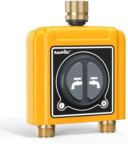 WiFi Water Timer with Brass Inlet & Outlet, 2 Zone, RainPoint