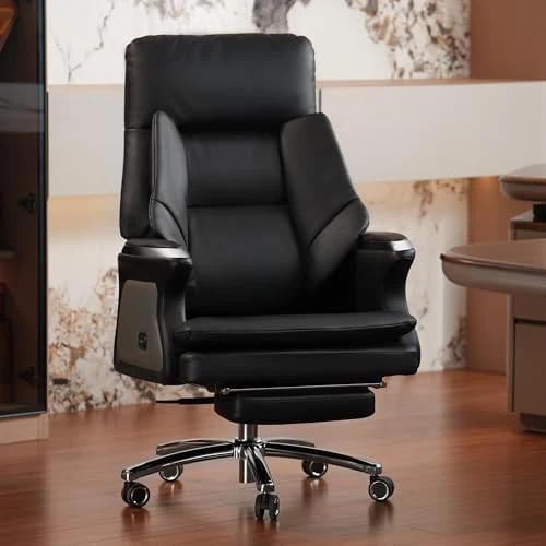 Winston Ergonomic Leather Heated Ventilation Classic Luxury Office Chair with Massage and Recliner — Massage Chairs, Kinnls