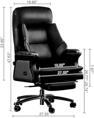 Winston Ergonomic Leather Heated Ventilation Classic Luxury Office Chair with Massage and Recliner — Massage Chairs, Kinnls