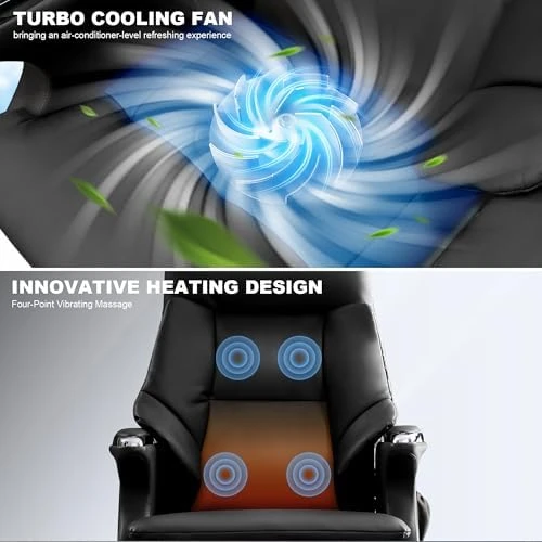Winston Ergonomic Leather Heated Ventilation Classic Luxury Office Chair with Massage and Recliner — Massage Chairs, Kinnls