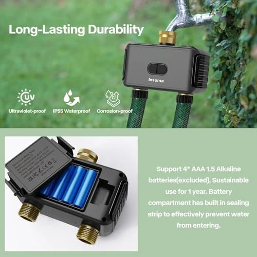 Smart Water Hose Timer Sprinkler Timer with 2 Outlet — Irrigation System, Insoma
