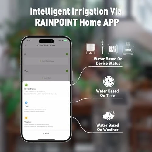 WiFi Solar Auto Watering System with Two Smart Digital Soil Sensors — Indoor Garden, RainPoint
