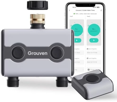 WiFi Sprinkler Timer with Brass Inlet — Irrigation System, Grouven
