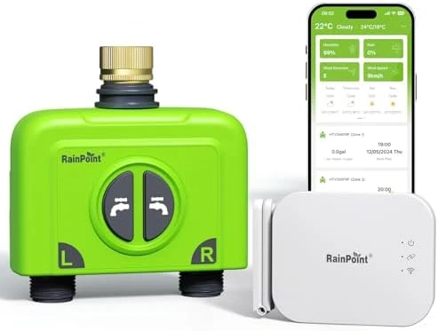 WiFi Water Timer for Garden Hose, 2 Zone, RainPoint