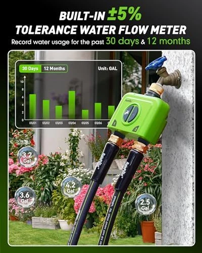 WiFi Water Timer for Garden Hose, 2 Zone, RainPoint