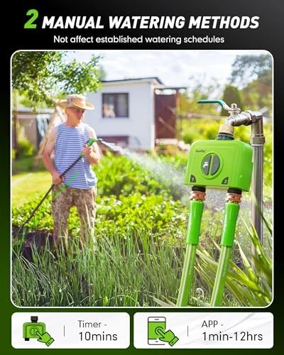 WiFi Water Timer for Garden Hose, 2 Zone, RainPoint