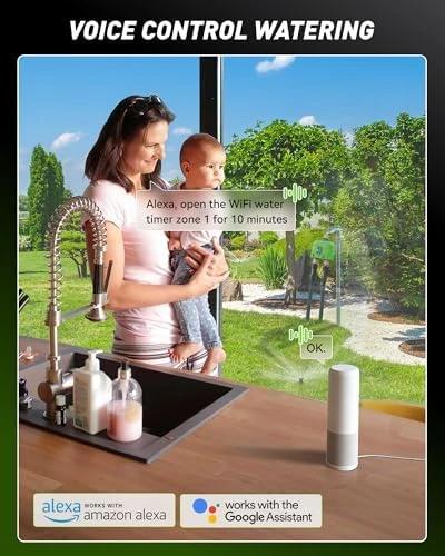 WiFi Water Timer for Garden Hose, 2 Zone, RainPoint