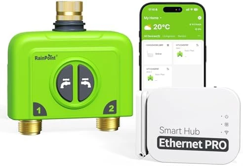 WiFi Water Timer for Garden Hose, 2 Zone, RainPoint